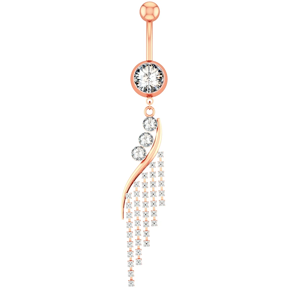 Flower Butterfly Dangled Belly Button Rings, Stainless Steel