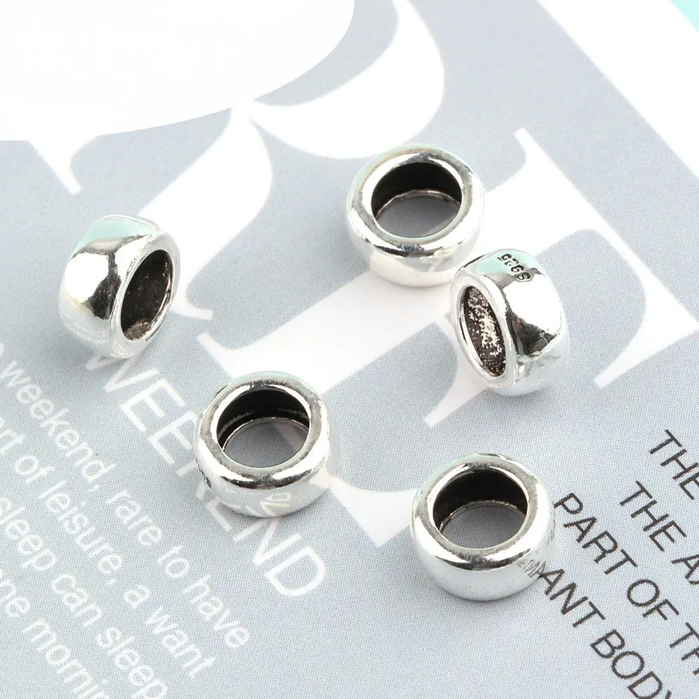 3.7*7.9MM 925 Sterling Silver Spacer Beads Retro S925 Loose Beads for Bracelet Making DIY Jewelry Finding