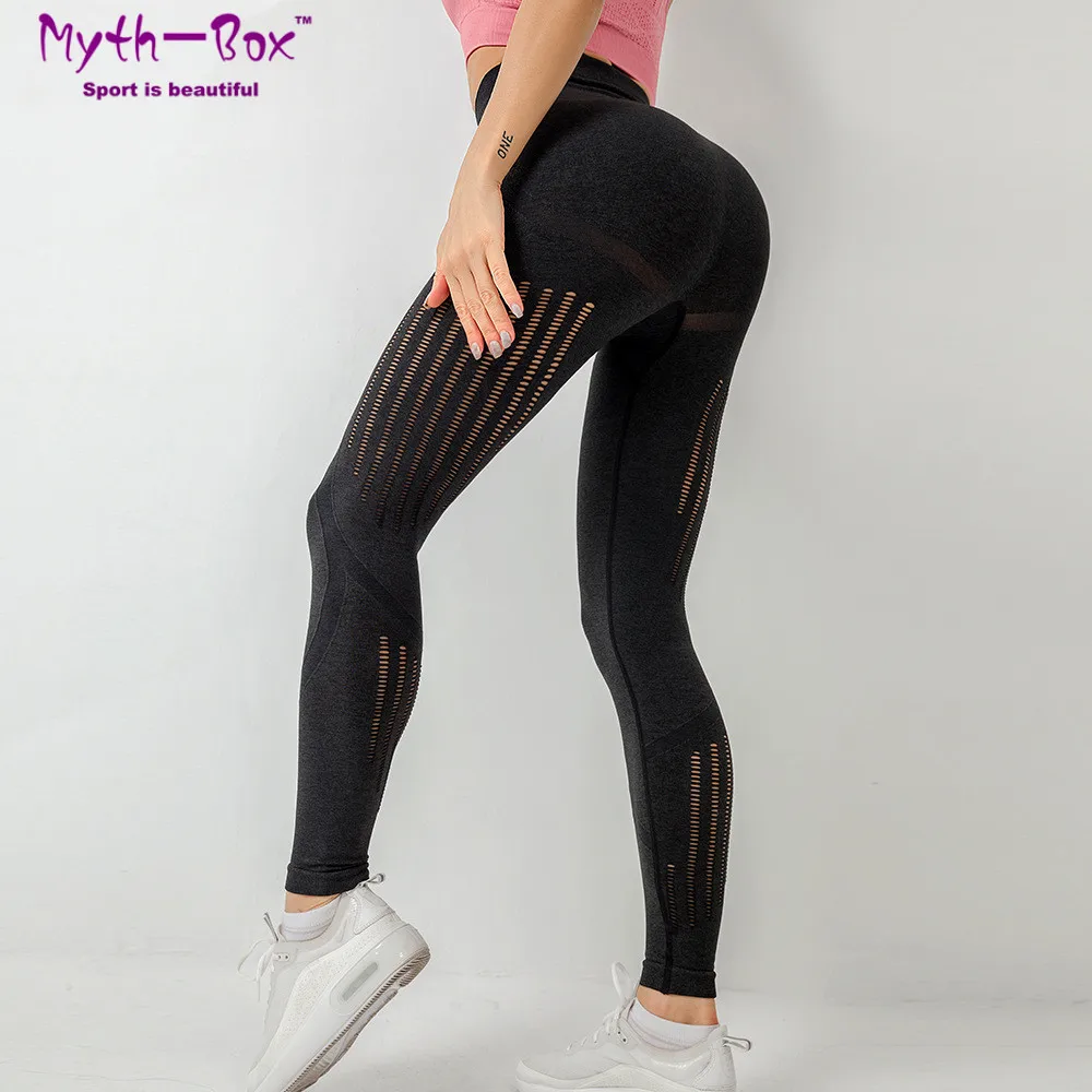 Women Sport Leggings Seamless Yoga Pants Hollow Out Running Trousers Quick Dry Hip Lifting Workout leggins Gym Fitness Tights