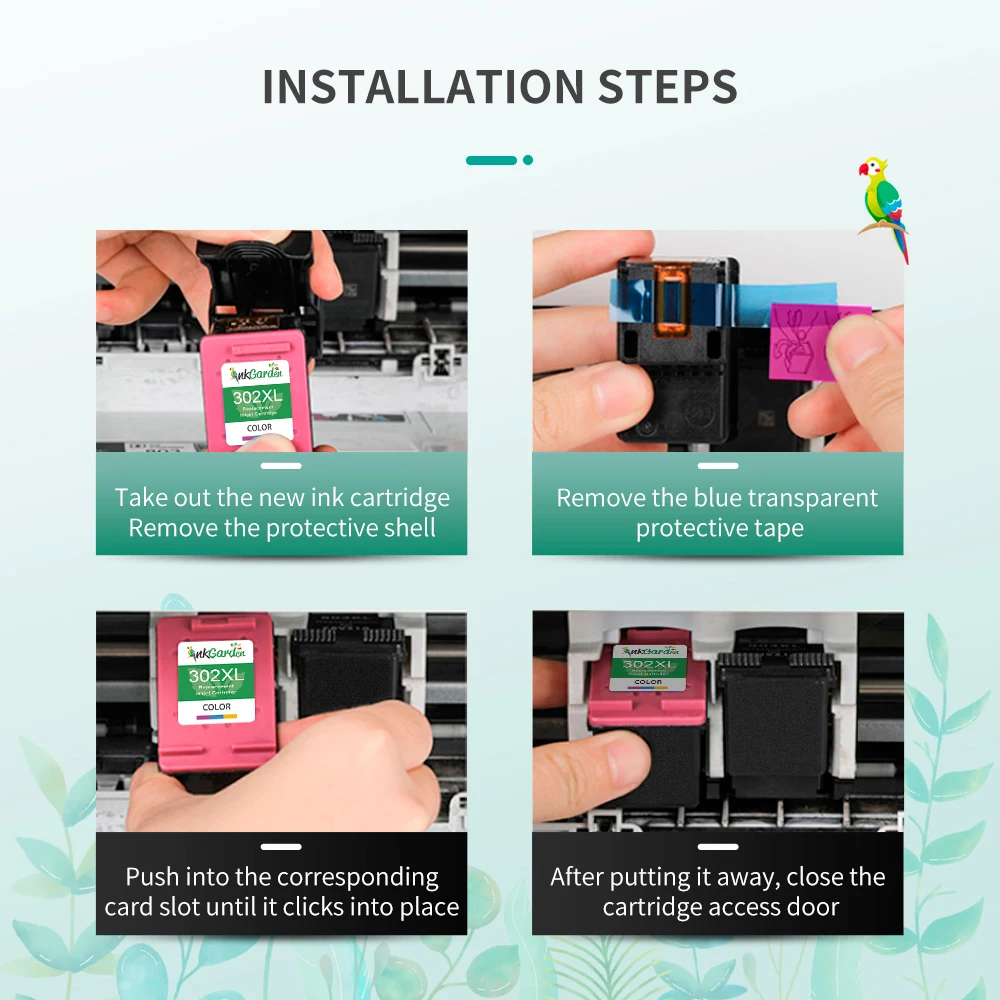 InkGarden 302 XL Ink Cartridge For HP 302XL HP302 Remanufactured Officejet 3830 3831 3832 3833 3834 4650 Envy 4510 4511 Printer