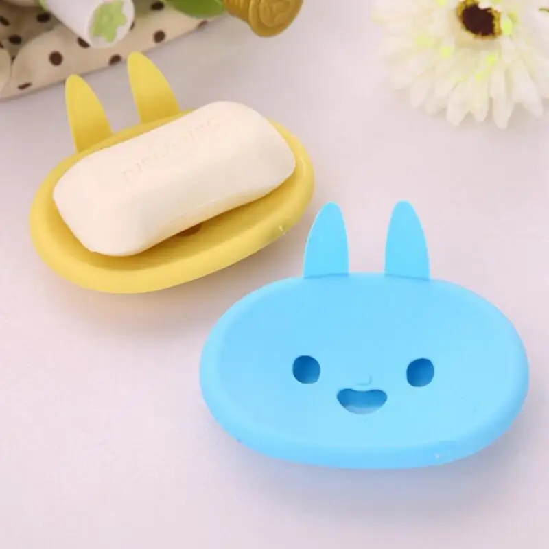 New Cute Cartoon Rabbit Shape Soap Box Bathroom Shower Plastic Soap Dishes Holder Bathroom Supplies LX8516