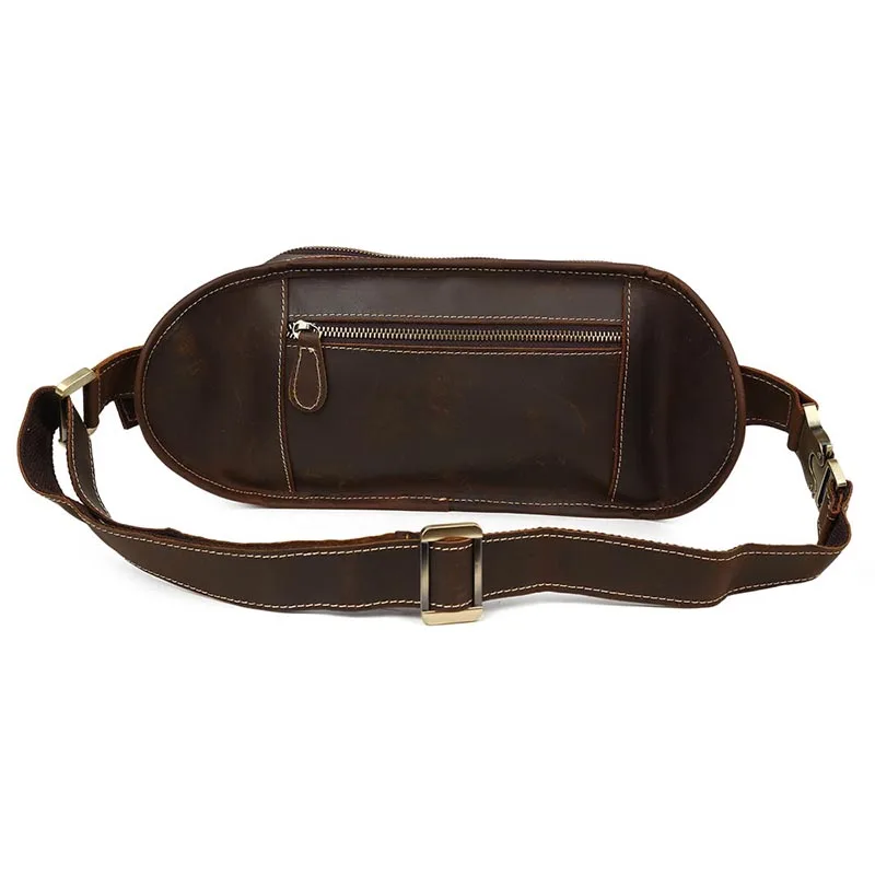 Luufan Mens Cow Leather Waist Bag Packs Vintage Fanny Pack Bum Bag Day Pack Hip Belt Bags Large Capacity Pillow Chest Pack Brown