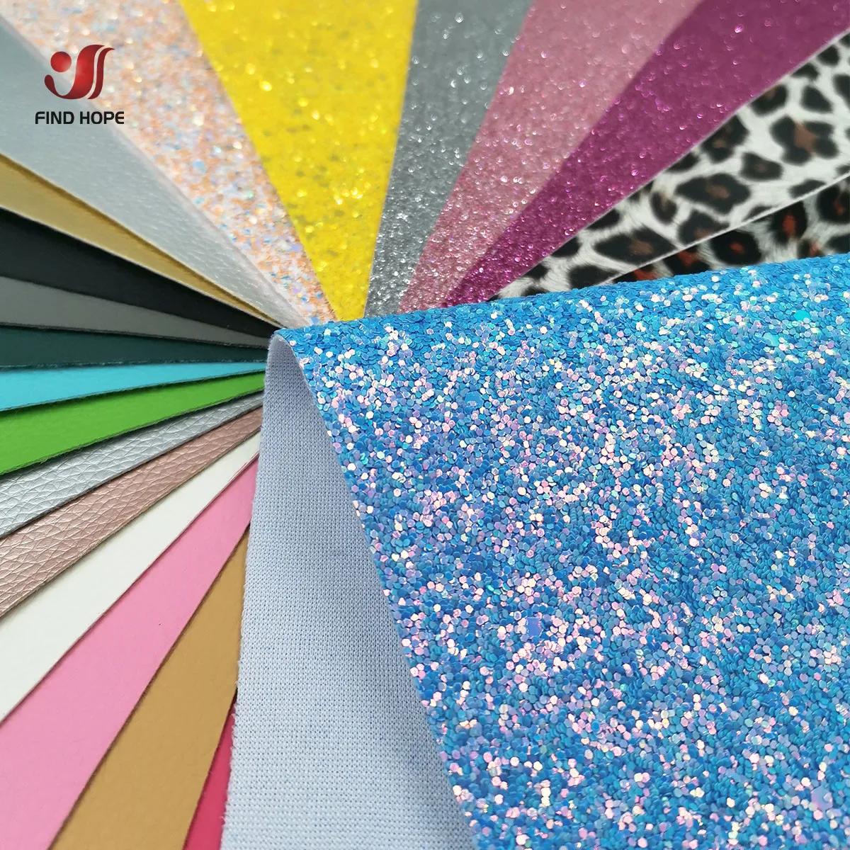 30Pcs Chunky Glitter Vinyl PU Leatherette Sewing Fabric Leopard Print Leather Synthetic DIY Hair Bow Earring Decor Material