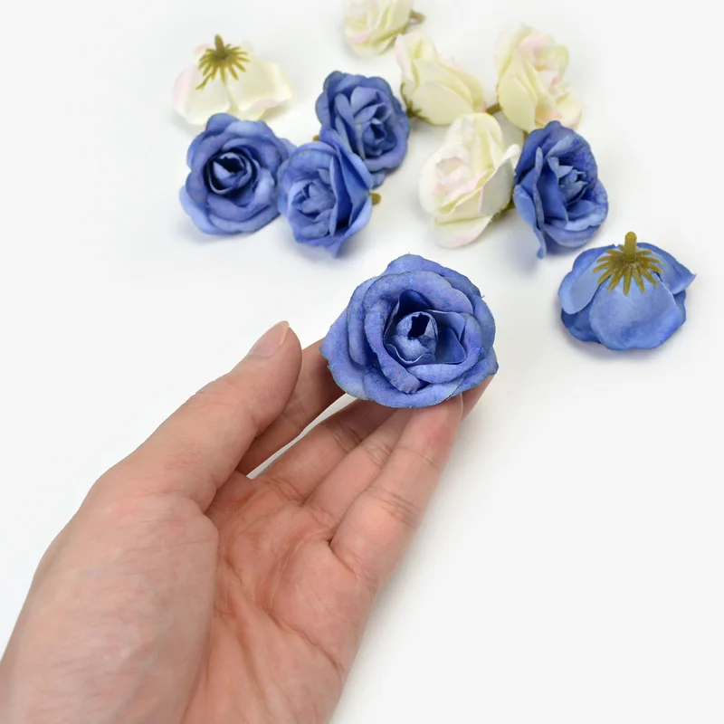 10pcs 4cm Artificial Flower Silk Rose Flower Head Wedding Home Party Decoration DIY Flower Wall Scrapbook Gift Box Fake Flower
