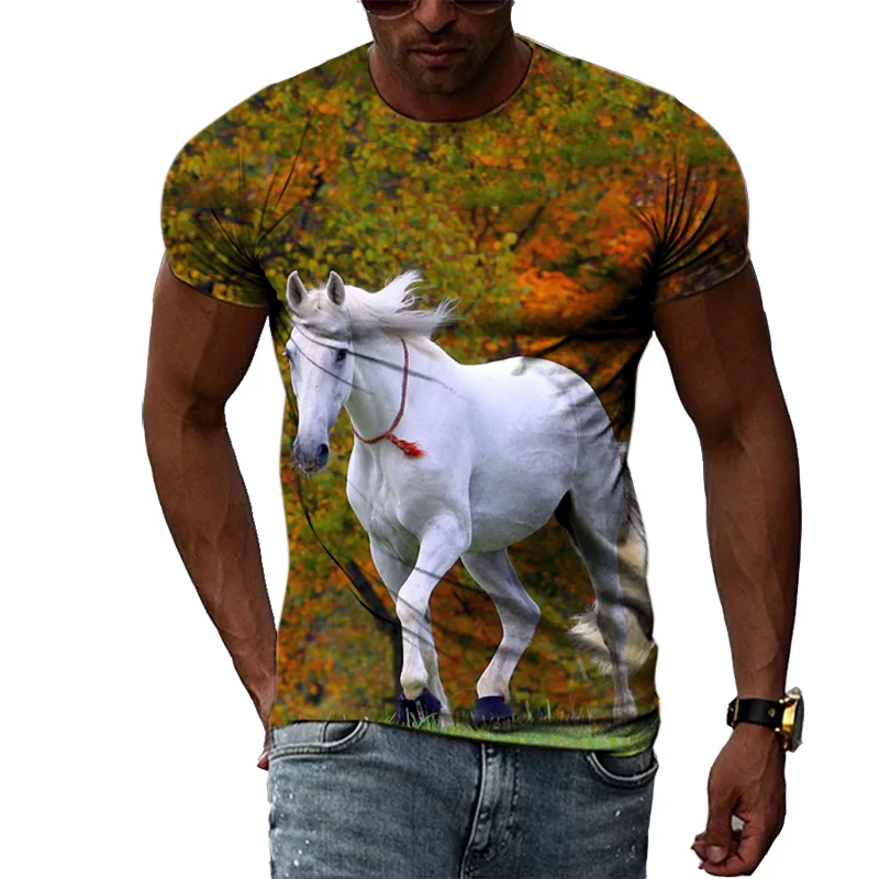 New Fashion Animal Horse t shirt for men Summer Casual 3D Print graphic t shirts Personality Trend Hip Hop short sleeve t-shirts