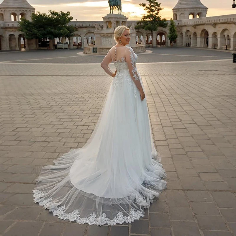 Lovefur s-Robe de Mariée Élégante à Col en V et Manches sulf, en Dentelle Appliquée, Grande Taille, pour les Patients, Quelle que soit la Princesse, Tenue de Soirée Formelle, 2023