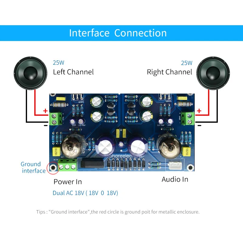 6J1Bile kanał płyta wzmacniacza zasilania HIFI rura próżniowa Audio Amp 2X25W 2.0 kanały DIY elektroniczny zawór 6J1 + LM1875 wzmacniacze