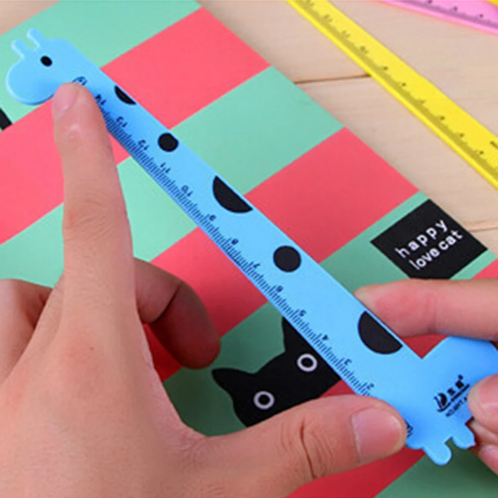 1 PC Student Ruler School Supplies Children Cute Animal Cartoon Giraffe Plastic Straight Ruler