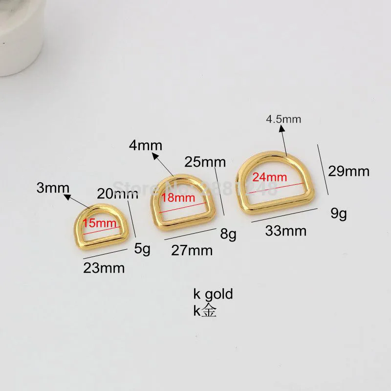 15mm 18mm 24mm inside Tone Dee D ring match buckle Cast Solid Custom manufactured Cast  hardware metal gold round d-ring for bag