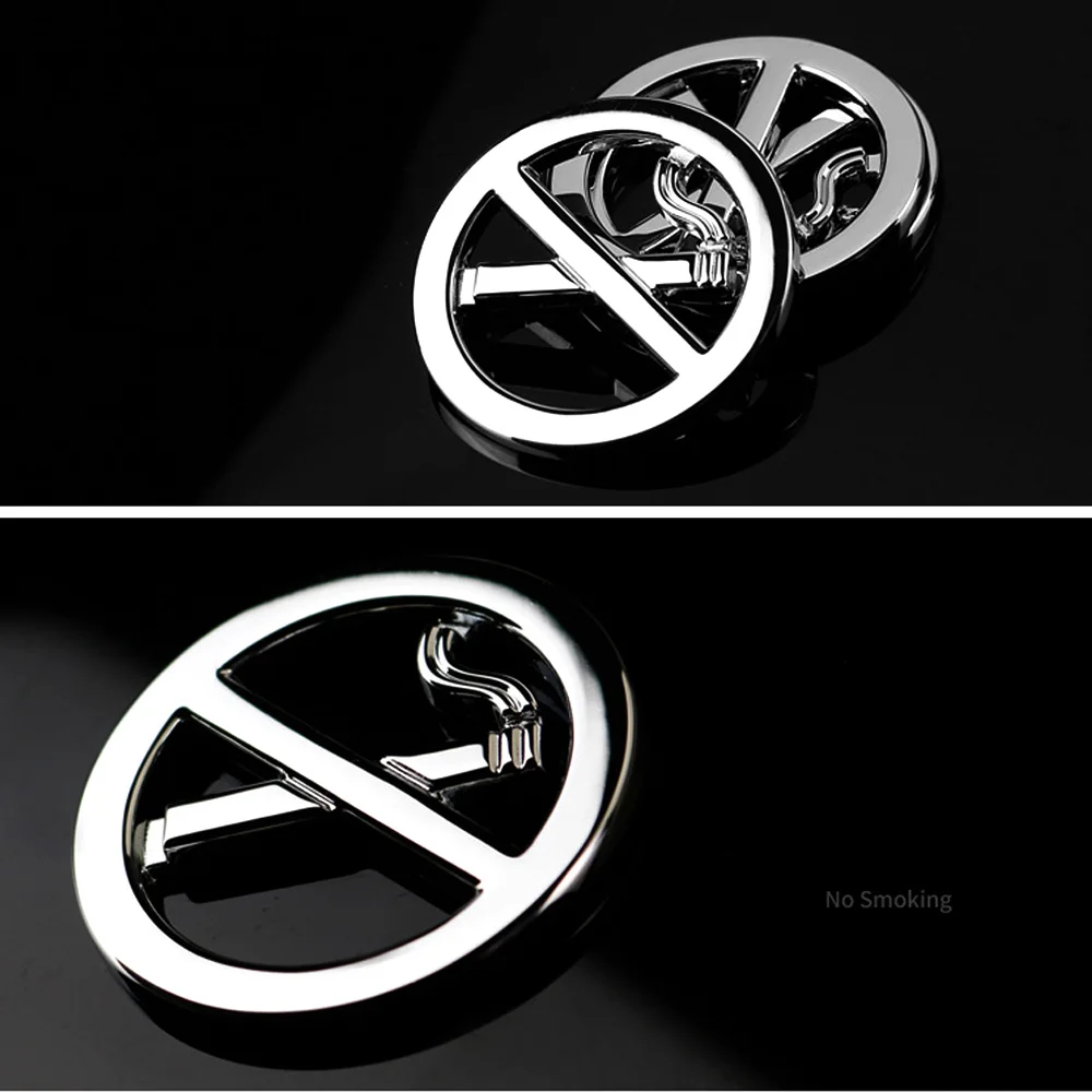 DSYCAR 1 قطعة علامات منع التدخين العامة للأعمال ملصقات السيارات شارة فندق مكتب رمز شعار معدن الكروم المركبات سيارة التصميم