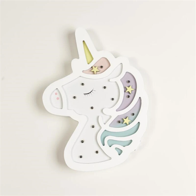 INS Originality unicorn lamp LED Night Light Nordic Cartoon Wall Hanging Children Room Decorative Lamp Baby Photographic Props