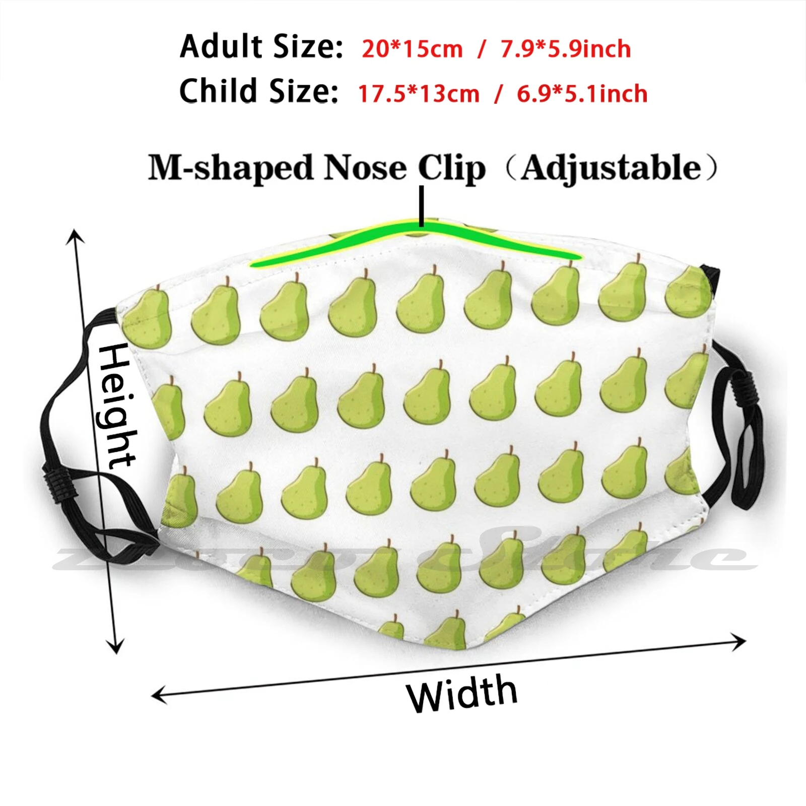 Face Mask Pear Pear Fruit Mask DIY Washable Filter Pm2.5 Mouth Trending Mouth Fruit Pears Pear Man Mrs Pear