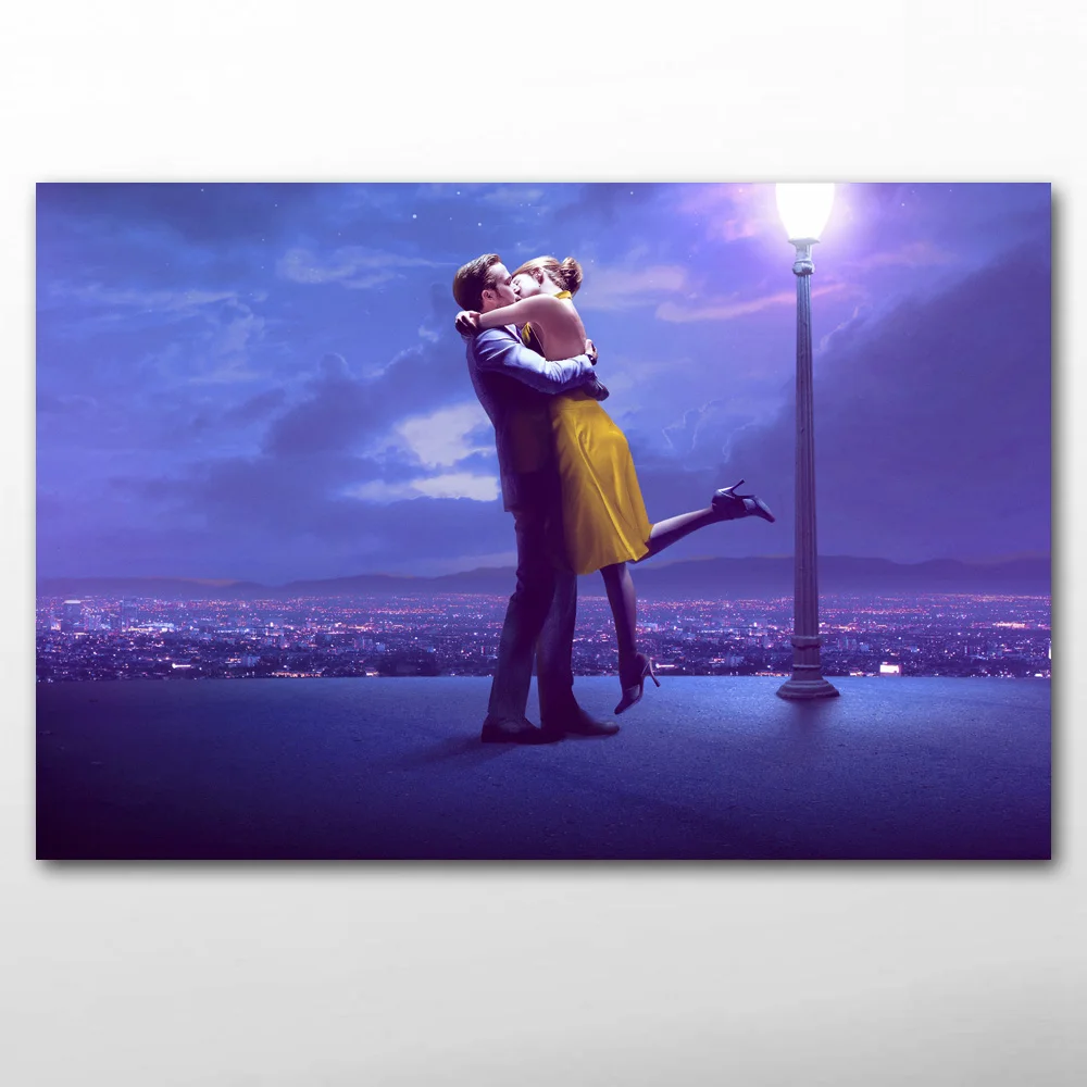 Emma Stone Hug  Kiss  La La Land Ryan Gosling Movie Wall Art Posters Canvas Prints Artwork paintings for Living Room Decor