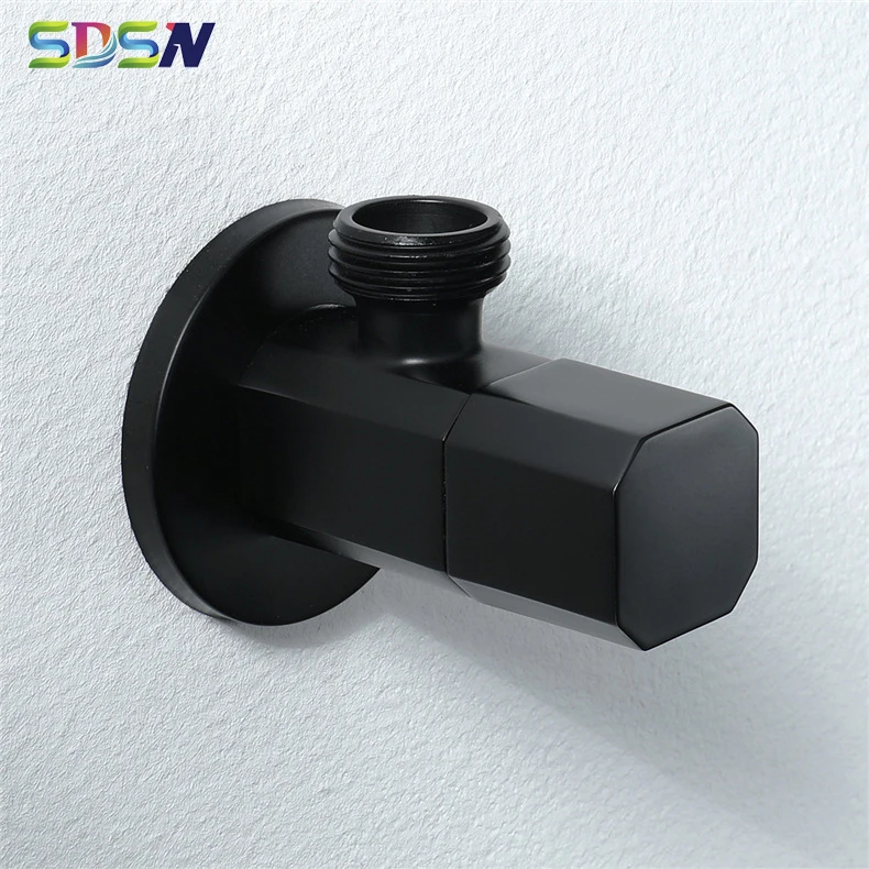 Black Angel Valve SDSN Bathroom Toilet Filling Valve Quality Brass Kitchen Faucet Filling Valve Hot Cold Angle Valve