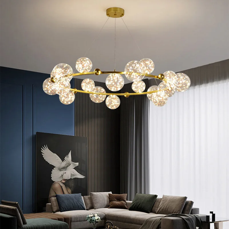 Nordic Magic Bean Chandelier for Bedroom Living Room Modern Minimalist Starry Bubble Personality Creative Dining Room Lamps