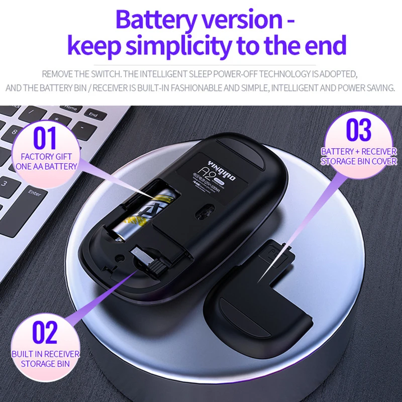 Uالتايلاندية DB60 بطارية لاسلكية إصدار الماوس كتم قابل للتعديل DPI1600 الماوس النوم الذكي 2.4gHz بطارية طويلة الحياة الماوس