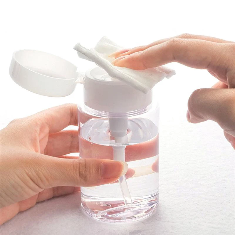 100ml 200ml Portable Travel Refillable Bottle Empty Plastic Nail Polish Remover Alcohol Liquid Press Pumping Dispenser Bottle