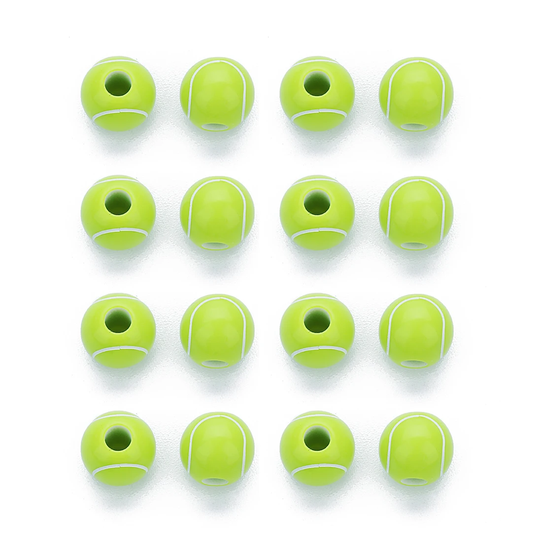 50pcs/lot Green 11mm Acrylic Beads Round Sport Tennis Ball Spacer Beads 4mm hole Fit For Bracelet Necklace Diy Jewelry Making