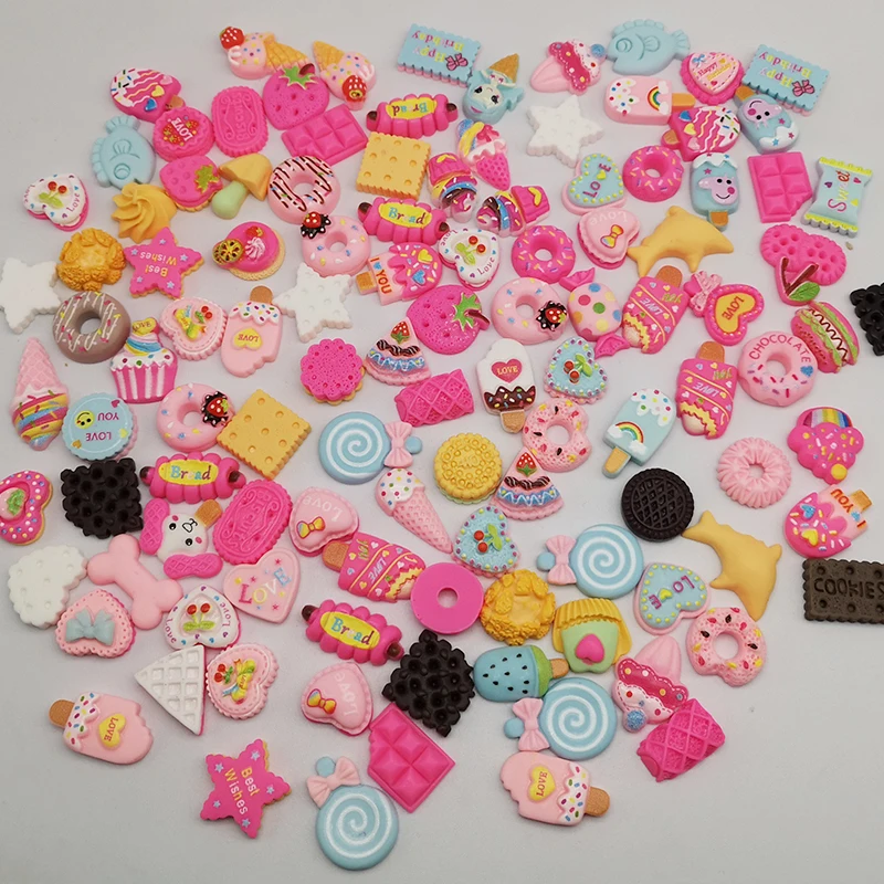 20Pcs/lot Resin Beads Cartoon Cake Ice Cream Flower Plastic Beads DIY Children Jewelry Bracelet Necklace Hair Clip Accessories