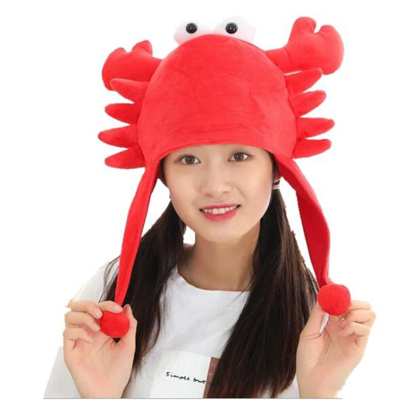 

New big claw crab hood hat plush hat toy birthday stuffed cap gift