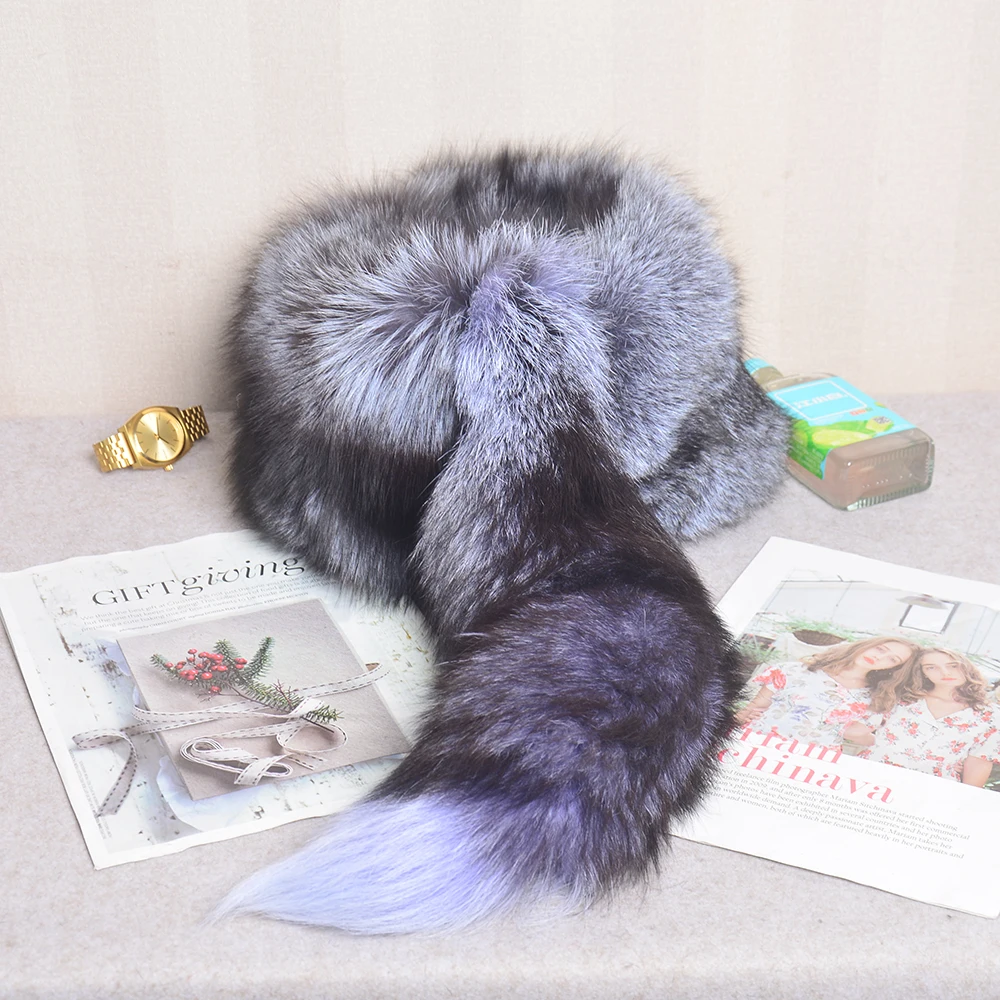 Real Fox Fur Princess Hat Mongolian Hat Unique Process Fox Tail Design Luxury Winter Keep Warm Hats For Fashion Women Bomber Hat