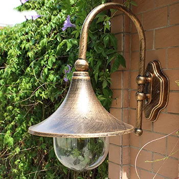 

European style retro horn outdoor wall lamp courtyard balcony modern simple ancient copper waterproof wall lamp