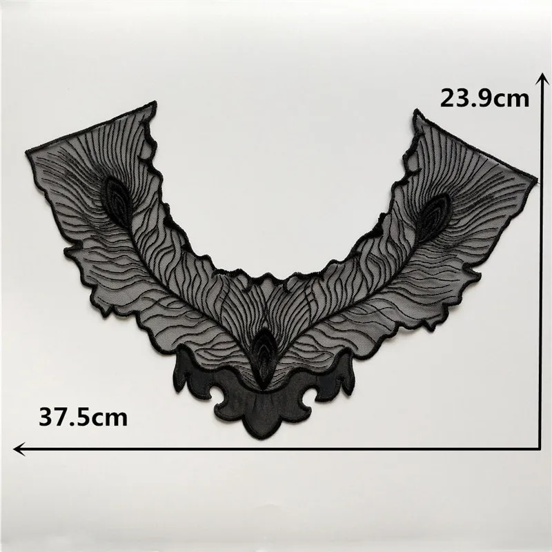 Lace fabric 2019 high quality Black Laces collar Organza Embroidery Trim Craft materials Dresses Application Sewing accessories