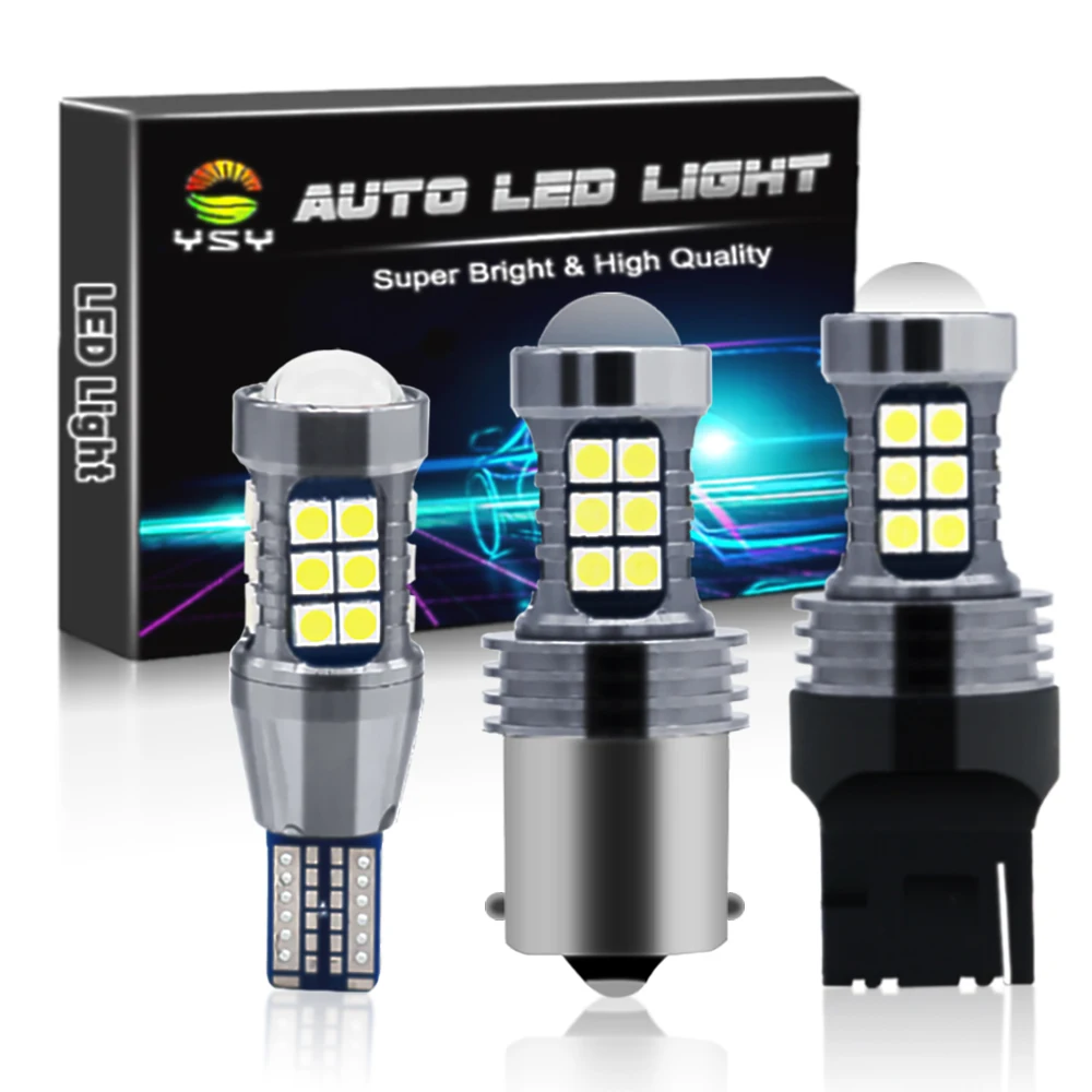 1X T15 W16W WY16W Auto Led-lampen Canbus Geen Fout Auto Backup Reserve Lights Tail Remlicht 3030 27SMD Wit 6000K 12V P21W W21W