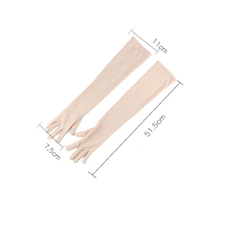 51CM Long Summer Women Thin Breathable Sun Protection Anti-UV Gloves Outdoor Drive Cycling Cover Scar Arm Sleeve Solid Soft