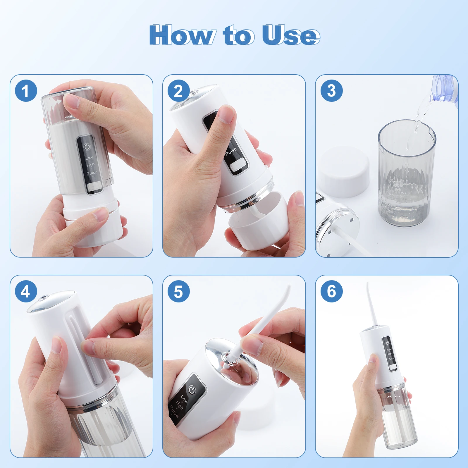 Minilimpiador Dental eléctrico, irrigador bucal, escalador Dental inalámbrico, depósito de agua de 230ML, con Base de almacenamiento para viajes