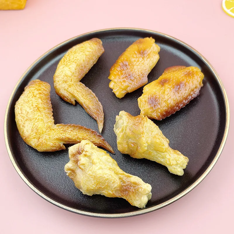 Simulation Food Keychain Roasted Chicken Legs Chicken Wings Keychain Simulation Food Model Toy Ornaments Shooting Props K4866