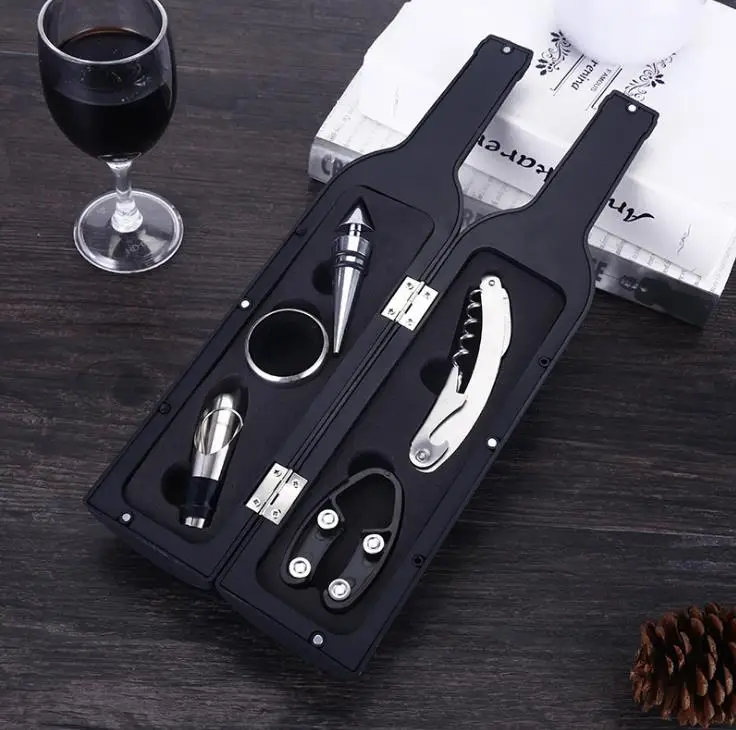 

5 Pcs Wine Bottle Shape Openers Practical Multitools Corkscrew Novelty Gifts For Fathers Day With Box Kitchen Accessories SN3579