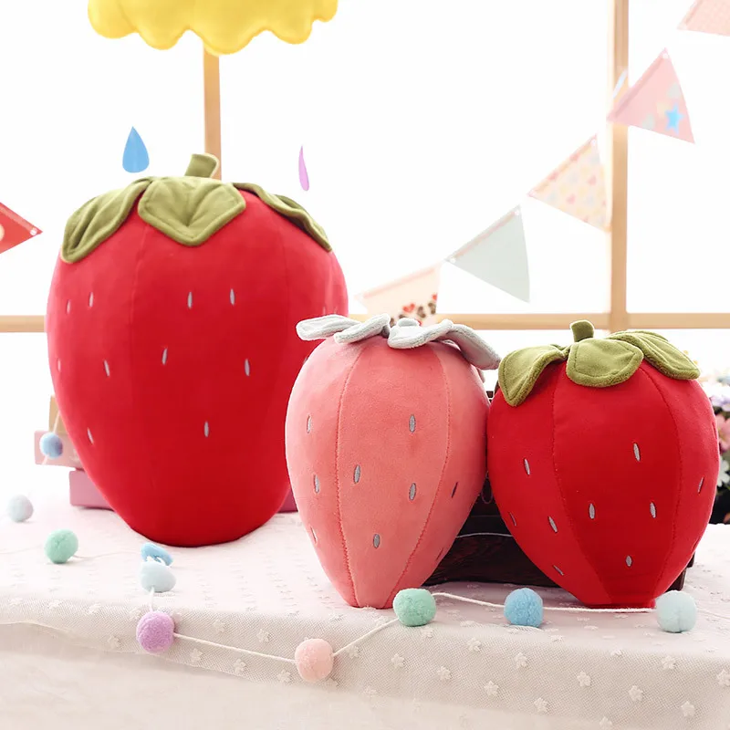 Creative Plush Toy Simulation Strawberry Soft Cotton Cute Fruit Pillow Cushion Stuffed Toys Gifts For Kids Girls