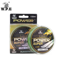 WPE-Super Power Carp Linha De Pesca, Revestimento De Fluorocarbono, Duplo Cor, Linha De Afundamento Rápido, 0.2mm-0.60mm, 10-41kg, Brand