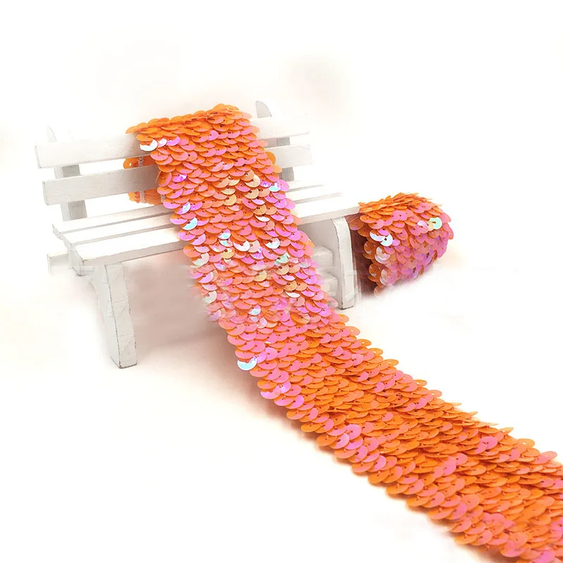 10yard Elastic Sequins Bead Lace Fabric Strap Dance Dress Accessories 4.8cm Wedding Decoration For Home Sewing Trim Skirt Pillow