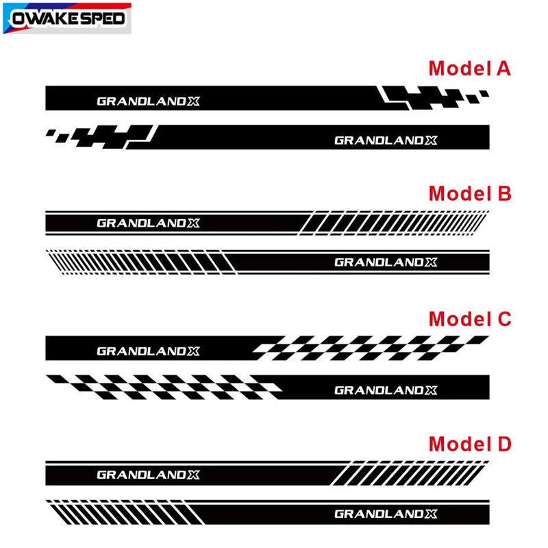 2pcs Car Door Side Skirt Sticker For Opel Grandland X SUV Auto Body Decor Vinyl Decal Sport Stripes DIY Film Racing Accessories