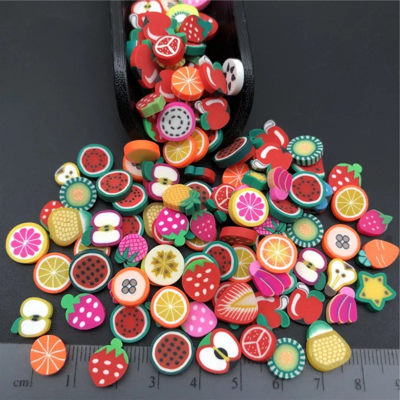 50g 10x1mm Cakes,Fruit,Animals/Flowers Mix  Polymer Clay Sprinkle For Kids Diy ,Soft Clay For Craft Clay/Earrings Making