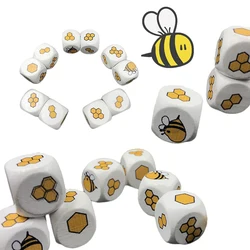 10pcs Dice Wooden Toys Animal Geometric Shape Cube Blocks Games Montessori Early Educational Math Toys For Children Cartoon Bee