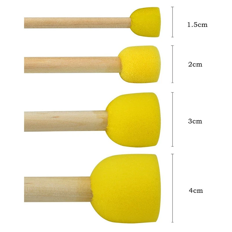 4Pcs/setKid Sponge Paint Brush Original Wooden Handle Painting Graffiti Early Toy DIY Art Supplies Gifts  Sponge Paint Brush