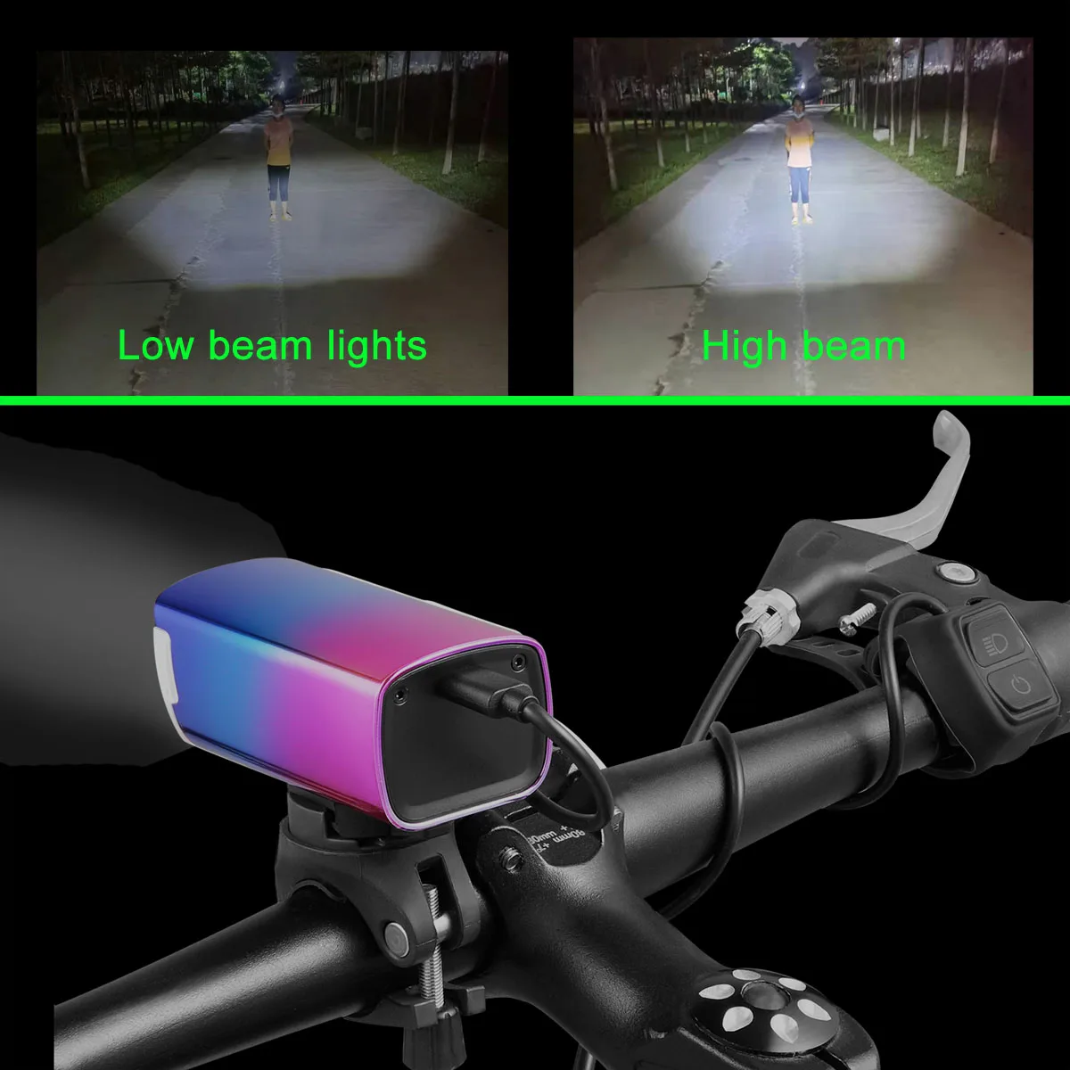 Lifting Bicycle Light and Multi-Function Stopwatch, Strong Light Flashlight, Multi-Road Condition Design Bicycle, and near Light