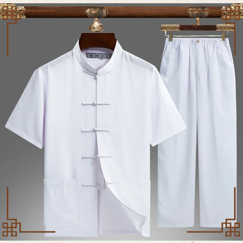 Vintage Men Uniform Autumn New Kung Fu Set Chinese Style Wu Shu Suit Cotton Linen Tai Chi Clothing High Quality 3XL