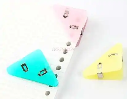 3pcs Triangle corner clip protect book corner colored plastic test paper clip student a4 clip stationery office bill fixing clip