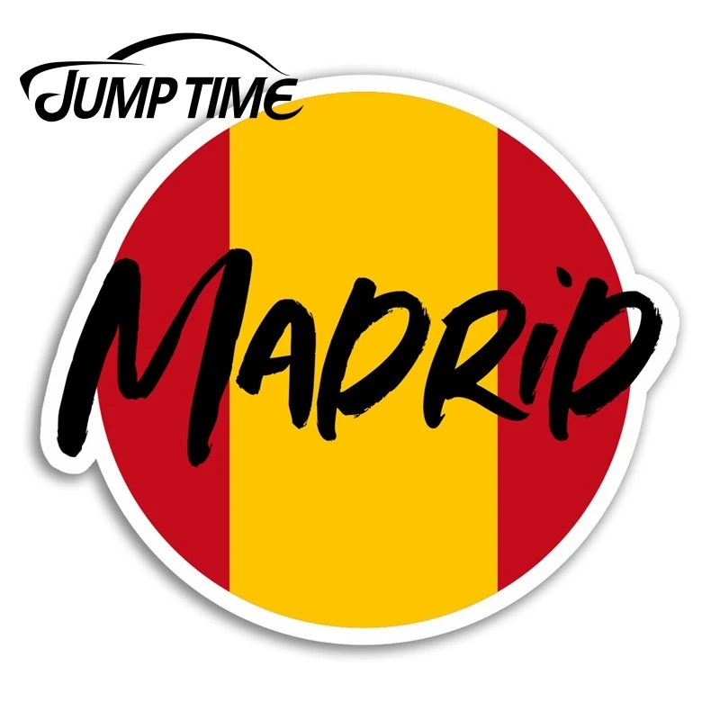 Jump Time Madrid Vinyl Stickers Spain Flag Travel Sticker Laptop Luggage Car Funny Decal Trunk Window Car Covers