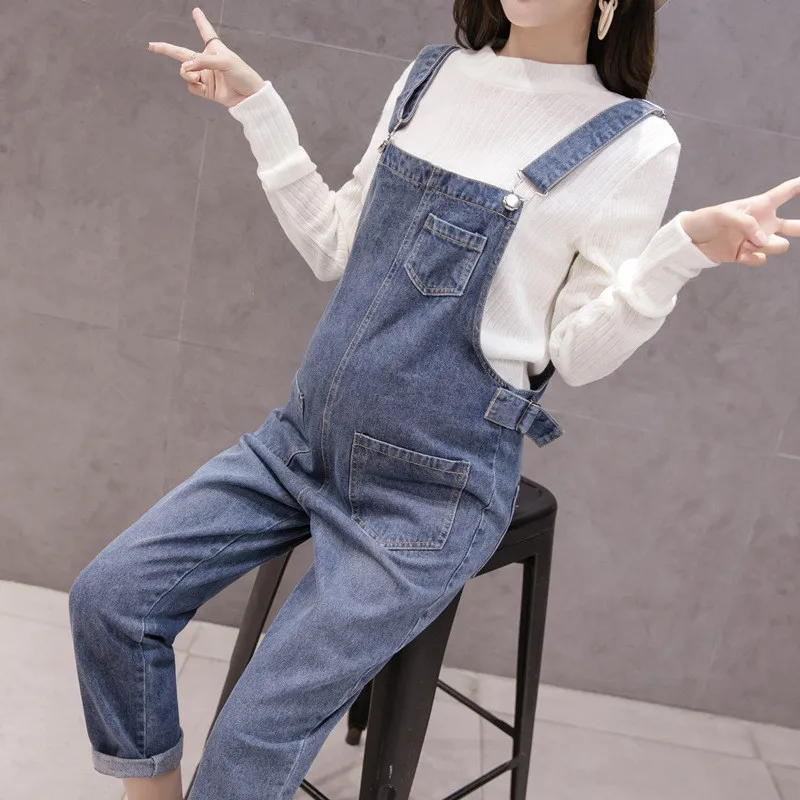 Denim Maternity Bib Pant Jeans Suspender Trousers Loose Pregnant Women One-Pieces Overalls Jumpsuit Pregnancy Clothing Plus Size