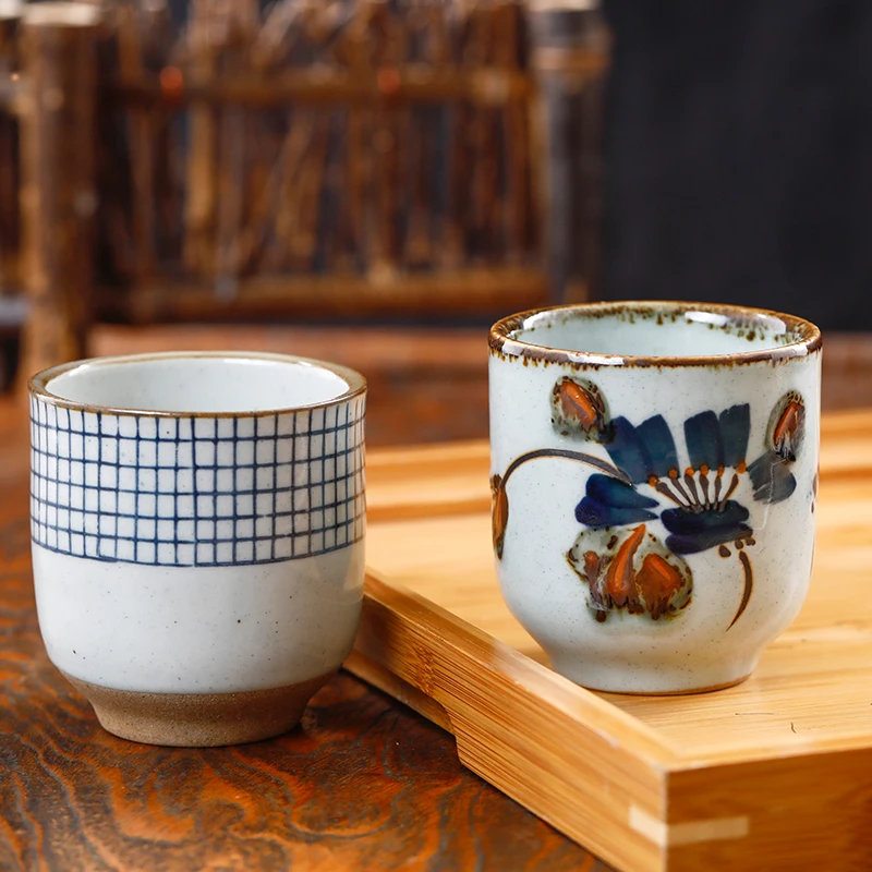 

Teacup Ceramic Coffee Cup Retro Japanese Hand-painted Afternoon Mug For Tea Kitchen Utensils Tableware High Capacity Drinkware