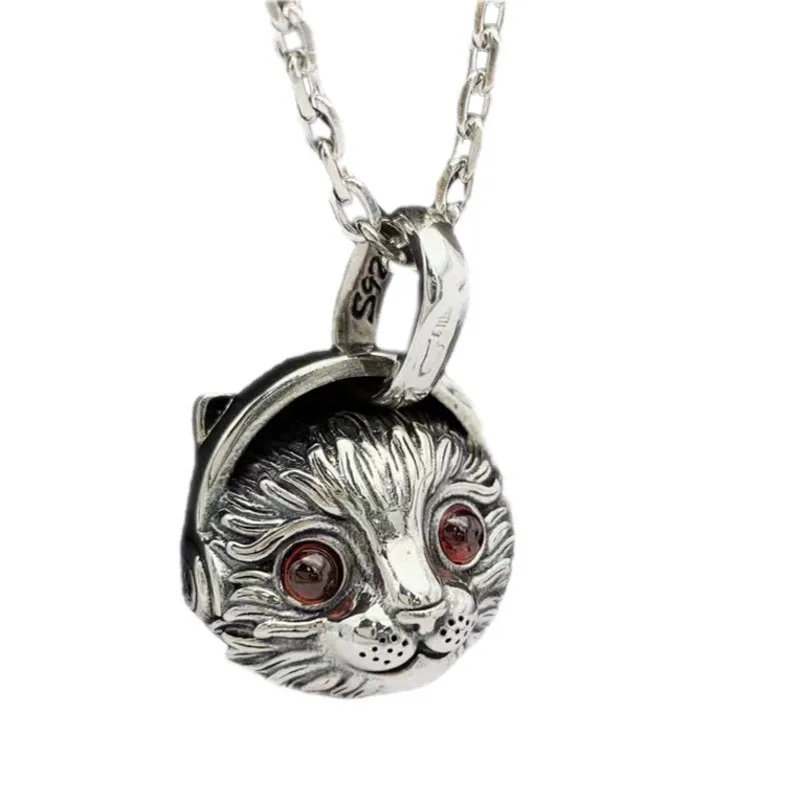 

BOCAI New 100% Pure S925 Silver Jewelry Personality Cute Pet Cat And Woman Pendant Hip-Hop Couple Gift