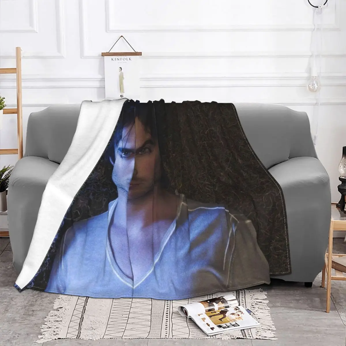 Damon Salvatore Blankets Fleece Decoration Ultra-Soft Throw Blankets for Bedding Bedroom Plush Thin Quilt