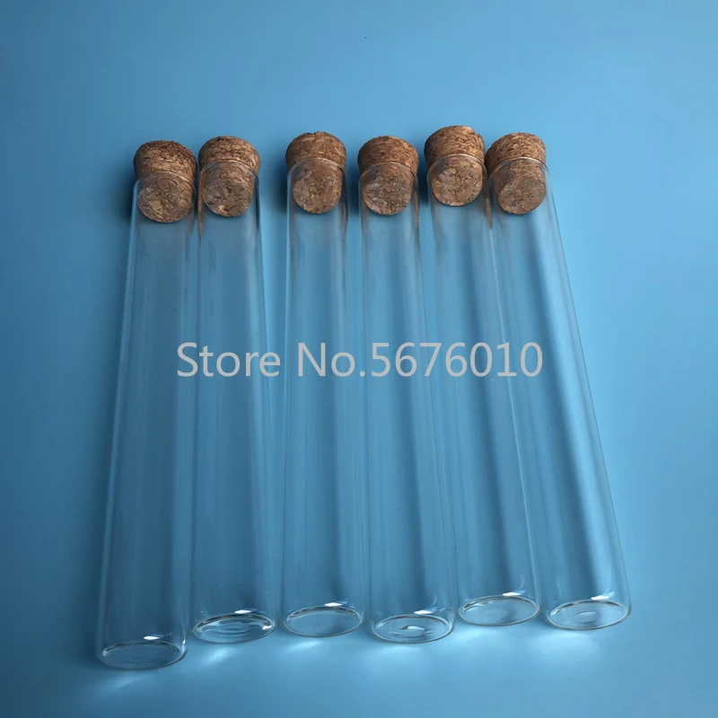 12pcs/lot 20*150mm Flat Bottom Glass Test Tube with Corks High Temperature and Pressure Resistance Lab Glass Tube