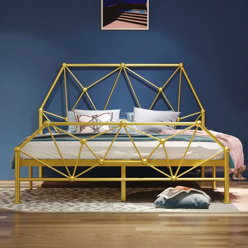 Iron Bed Frame 100×200CM Nordic Modern Simple Living Room Single Double Adult Teenage Children Iron Twin Bed Frame Steel Frame