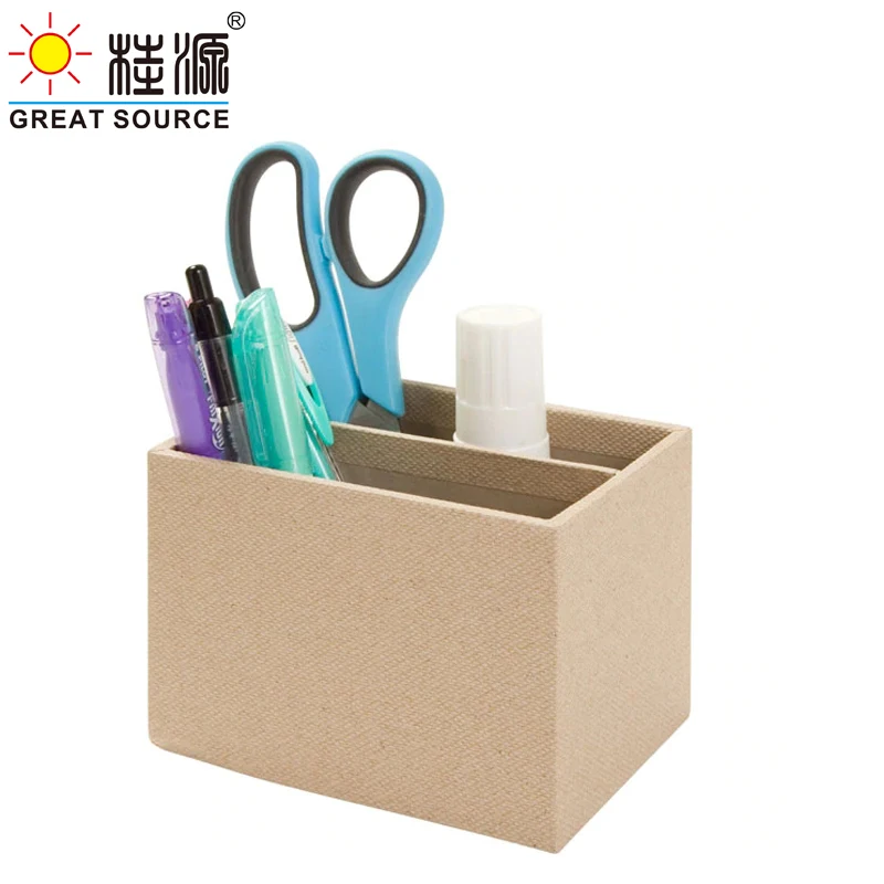 Makeasy Fix Stationeries Holder Pen Holder Desk Top Organizer Beige Natural Paper Cover Two Rooms Environment Friendly(2PCS)